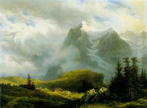 Wetterhorn Oil Painting by Francois Diday