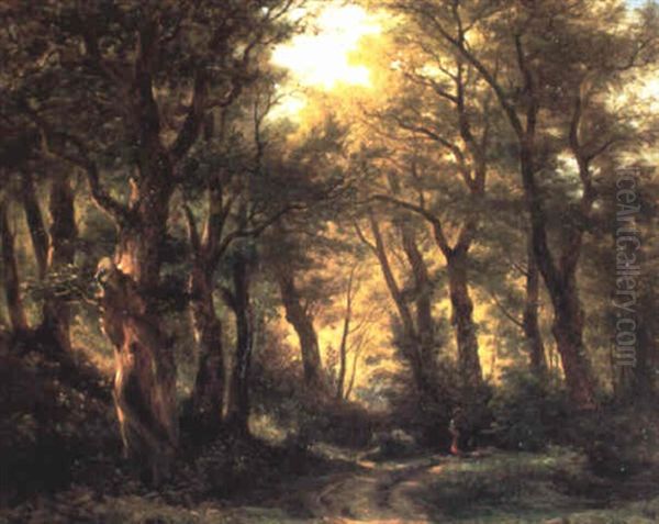 Interieur De Foret Aux Bouveret Oil Painting by Francois Diday