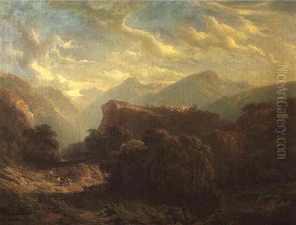 Gorges De Sierre, Le Soir Oil Painting by Francois Diday