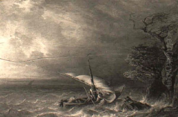 A Shipwreck In Stormy Weather Oil Painting by Francois Diday