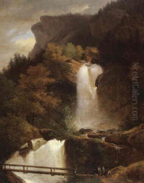 Handeckfall Oil Painting by Francois Diday