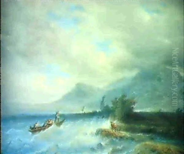 Sturmischer See Oil Painting by Francois Diday