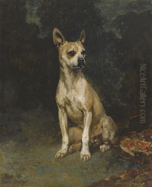 Seated French Bulldog Oil Painting by Jules Didier