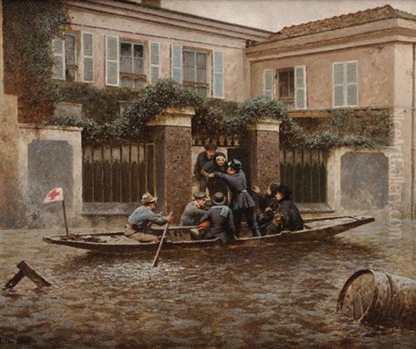 Les Inondations De 1910 Oil Painting by Jules Didier