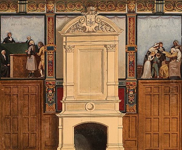 Entwurf Fur Eine Wandverkleidung Im 20. Arr. In Paris Oil Painting by Jules Didier