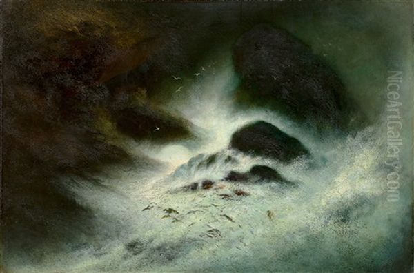 Sturmische See Bei Den Faraglioni, Capri Oil Painting by Karl Wilhelm Diefenbach