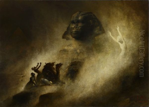 The Great Sphinx Of Giza Oil Painting by Karl Wilhelm Diefenbach