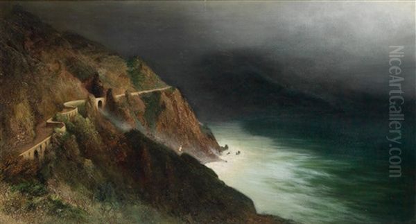 Kustenstrase Bei Sorrento-amalfi Oil Painting by Karl Wilhelm Diefenbach