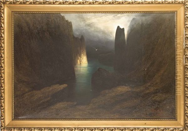 Steilkuste Auf Capri Im Mondschein Oil Painting by Karl Wilhelm Diefenbach