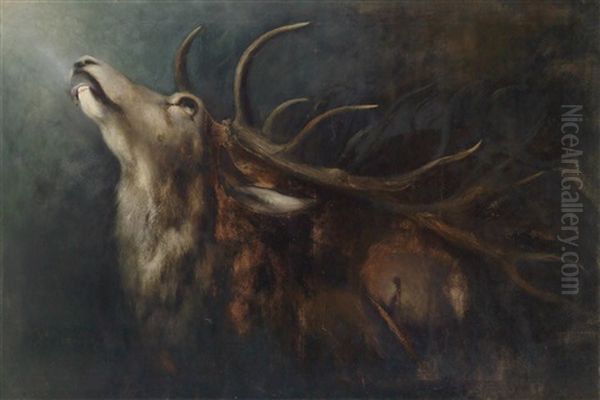 Sterbender Hirsch Oil Painting by Karl Wilhelm Diefenbach