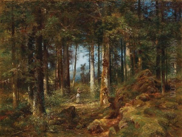 Tannenwald [the Fir Forest] Oil Painting by Anton Heinrich Dieffenbach