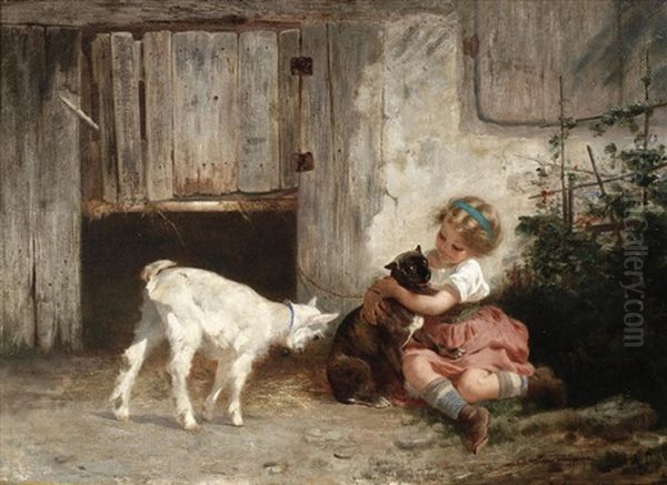 Best Of Friends Oil Painting by Anton Heinrich Dieffenbach