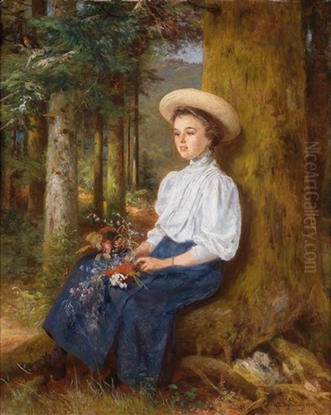 Rast Im Wald Oil Painting by Anton Heinrich Dieffenbach