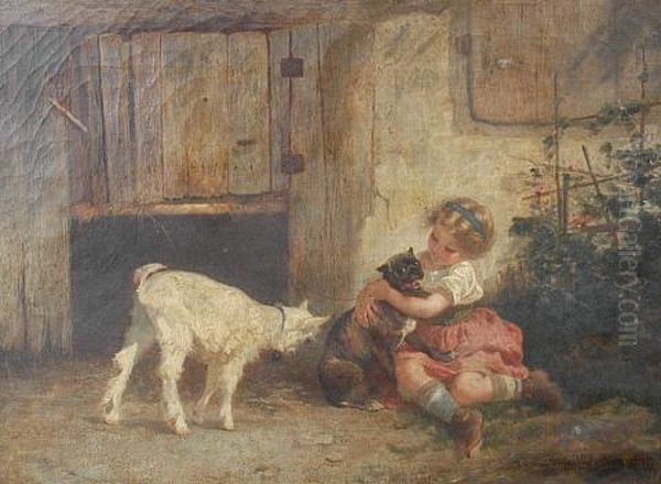 Playmates Oil Painting by Anton Heinrich Dieffenbach