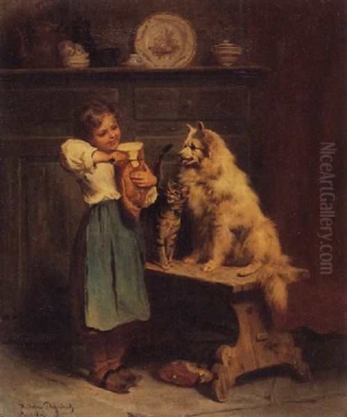 Afternoon Snack Oil Painting by Anton Heinrich Dieffenbach