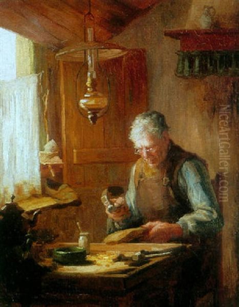 The Cobbler Oil Painting by Anton Heinrich Dieffenbach