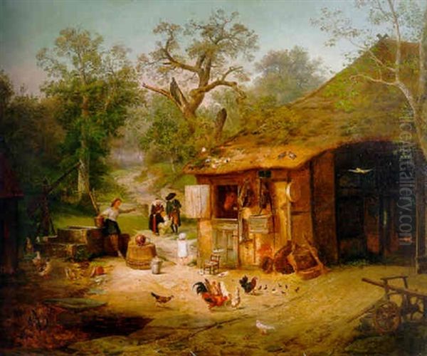 The Arrival Of Grandfather And Grandmother Oil Painting by Anton Heinrich Dieffenbach