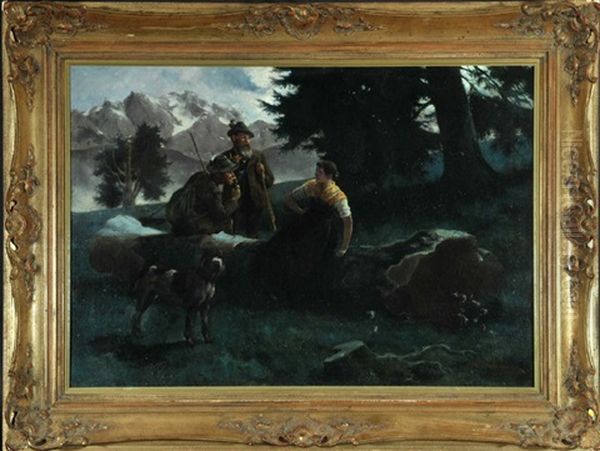 Mondnacht Auf Der Alm Oil Painting by August Wilhelm Dieffenbacher