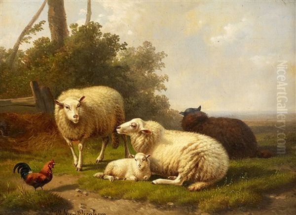 Landliche Idylle Mit Vieh Oil Painting by Joseph Van Dieghem