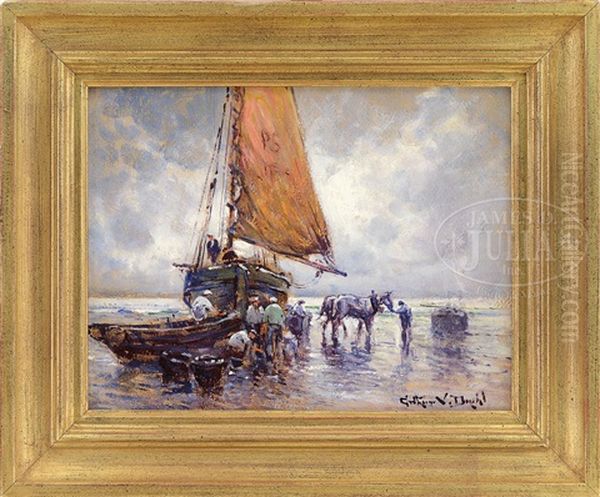 Unloading The Boat Oil Painting by Arthur Vidal Diehl