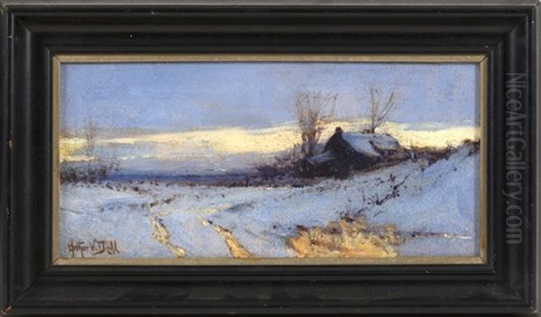 A House In Winter Oil Painting by Arthur Vidal Diehl