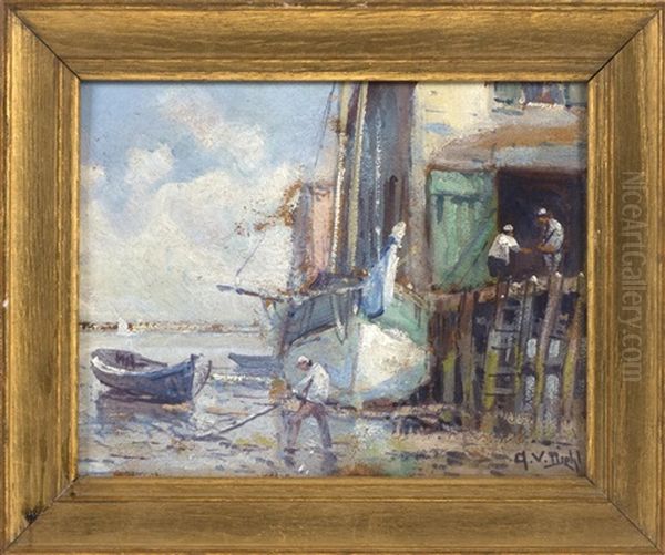 Docks Of Provincetown, Massachusetts Oil Painting by Arthur Vidal Diehl