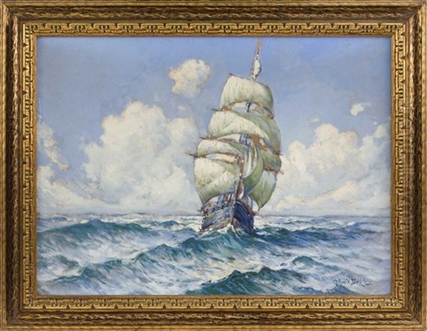 Clipper Ship Returning From A Voyage Oil Painting by Arthur Vidal Diehl