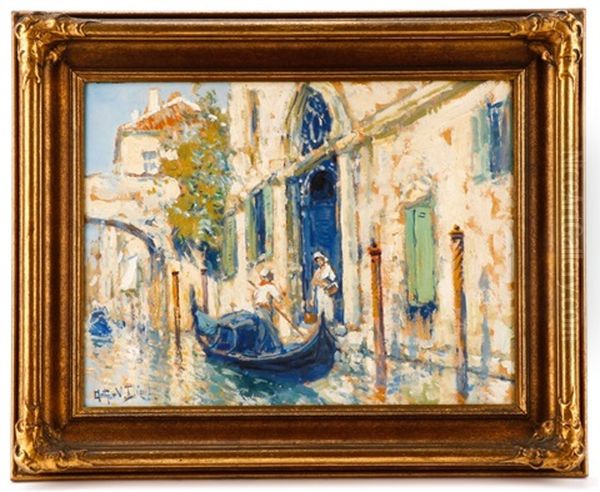 Venetian Canal Scene With Figures (st. Augustine) Oil Painting by Arthur Vidal Diehl