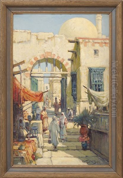 Middle Eastern Street Scene Oil Painting by Arthur Vidal Diehl