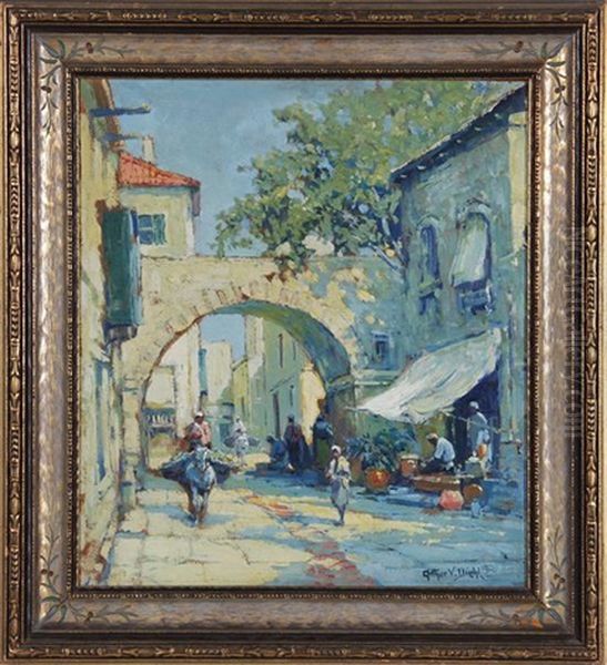 Orientalist Street Scene Oil Painting by Arthur Vidal Diehl