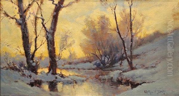 Snowy Landscape Oil Painting by Arthur Vidal Diehl