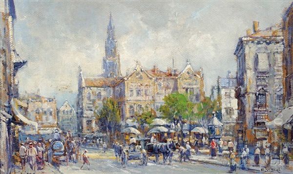 The Bustle Of The City Oil Painting by Arthur Vidal Diehl