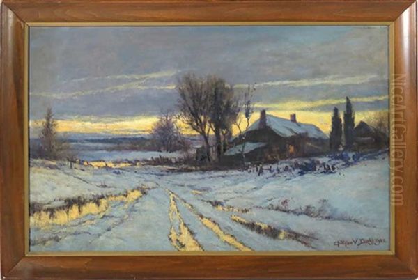 Twilight Winter Scene Oil Painting by Arthur Vidal Diehl