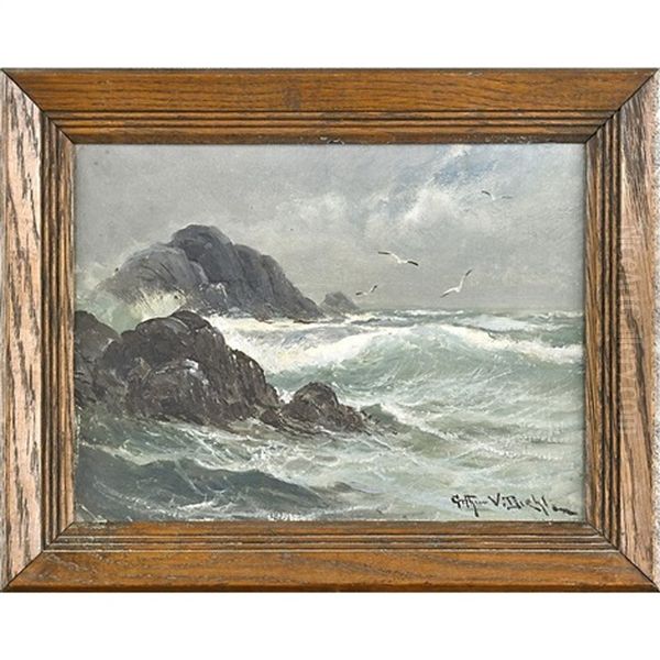 Stormy Seascape Oil Painting by Arthur Vidal Diehl