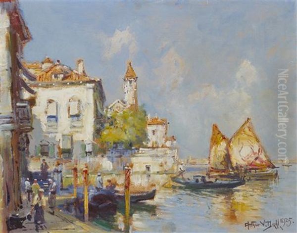 On The Lido - Venice Oil Painting by Arthur Vidal Diehl