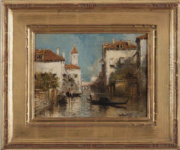 Venetian Canal Scene Oil Painting by Arthur Vidal Diehl