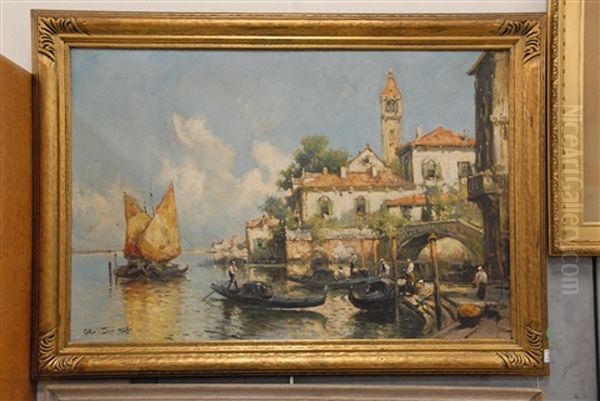 Mediterranean Waters Edge Oil Painting by Arthur Vidal Diehl