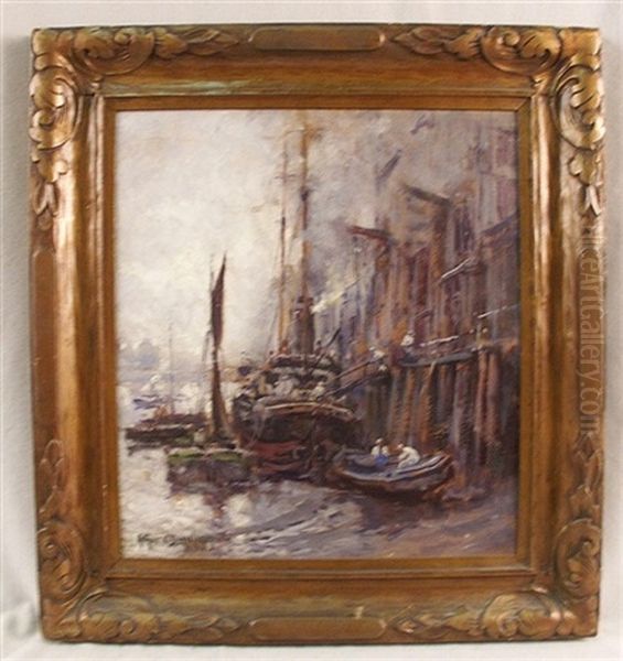 Boston Near Charlestown Dam Oil Painting by Arthur Vidal Diehl