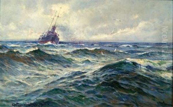 Battleship Oil Painting by Arthur Vidal Diehl