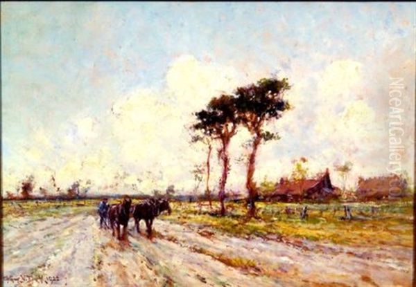 Plowing The Field Oil Painting by Arthur Vidal Diehl