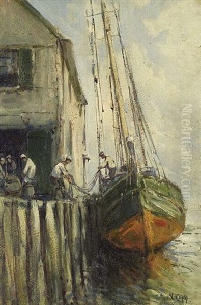 Unloading The Boat Oil Painting by Arthur Vidal Diehl