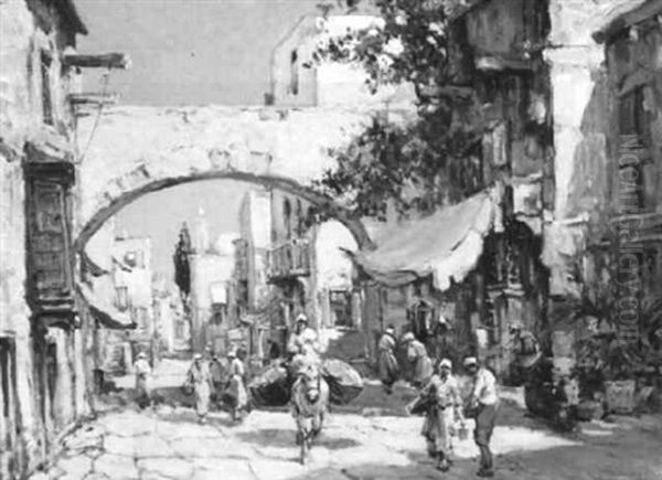 Middle Eastern Street Scene Oil Painting by Arthur Vidal Diehl