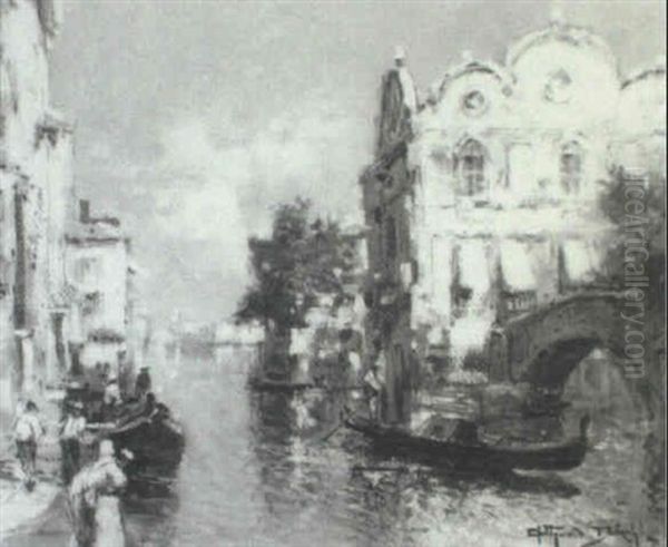 Venetian Canal Scene Oil Painting by Arthur Vidal Diehl