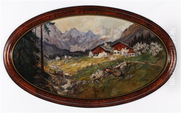 Blick Auf Das Karvendelgebirge Motiv Aus Dem Kleinen Ahornthal Oil Painting by Hanns Diehl-Wallendorf