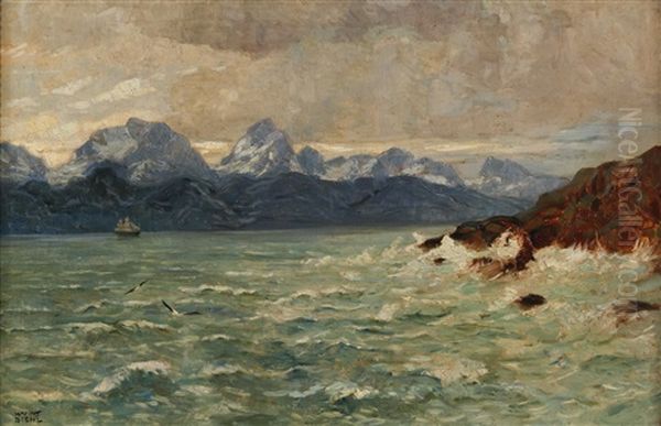 Raftsund Norwegen Oil Painting by Hanns Diehl-Wallendorf