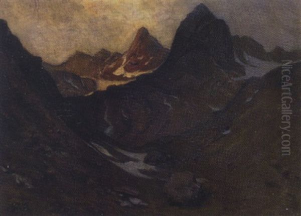 Aus Den Schladminger Tauern - Greifenstein Mit Der Unteren Klafferscharte Oil Painting by Hanns Diehl-Wallendorf