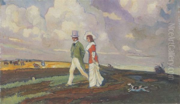 Der Spaziergang Oil Painting by Hanns Diehl-Wallendorf