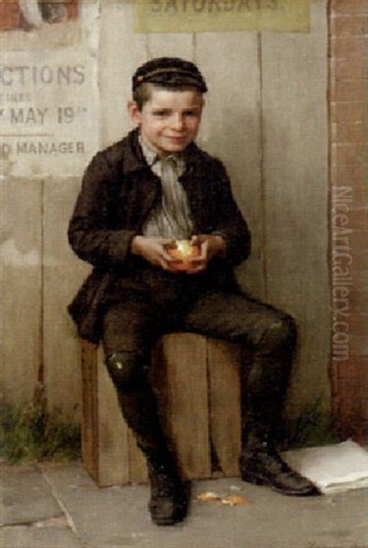 Boy Peeling An Orange Oil Painting by Frederick Dielman