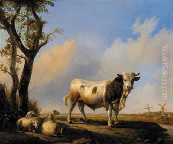 The Majestic Bull Oil Painting by Pierre Emmanuel Dielman