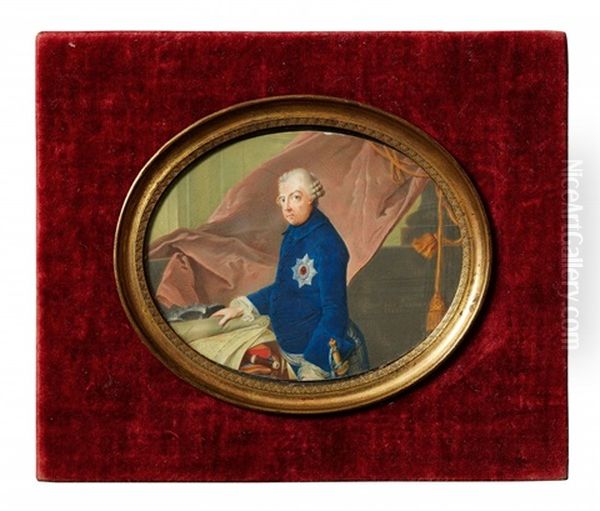 A Portrait Miniature Of Frederick Ii Of Prussia Oil Painting by Nathaniel Diemar